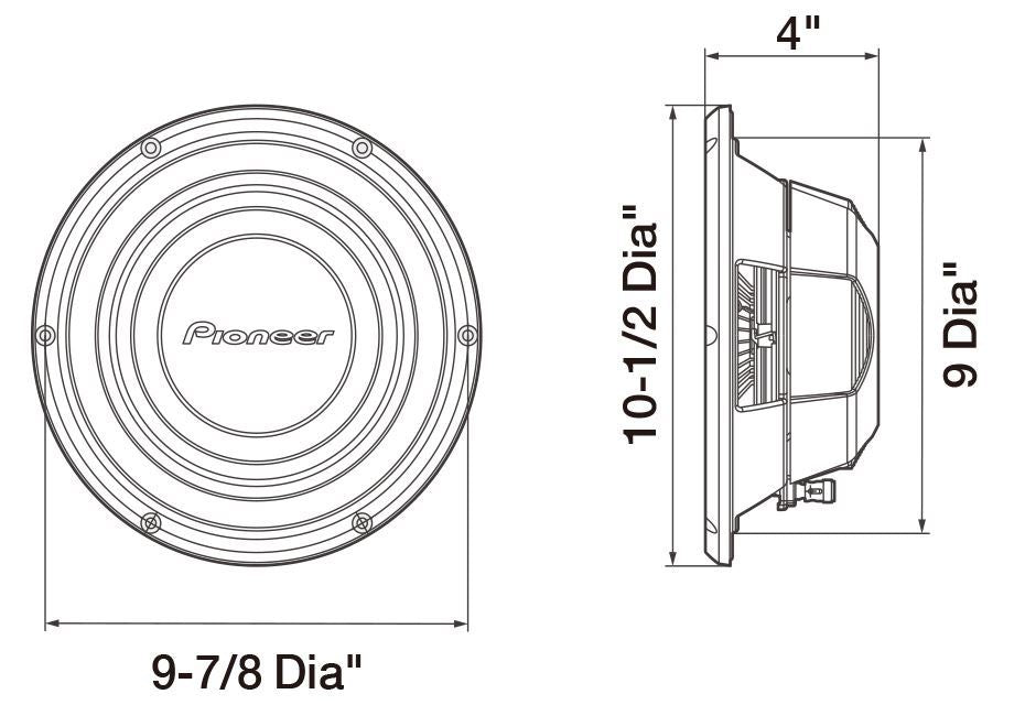 Pioneer TS-A2500LS4 10″ Shallow Mount Subwoofer – 300W RMS / 1,200W Max (4 Ohm SVC)
