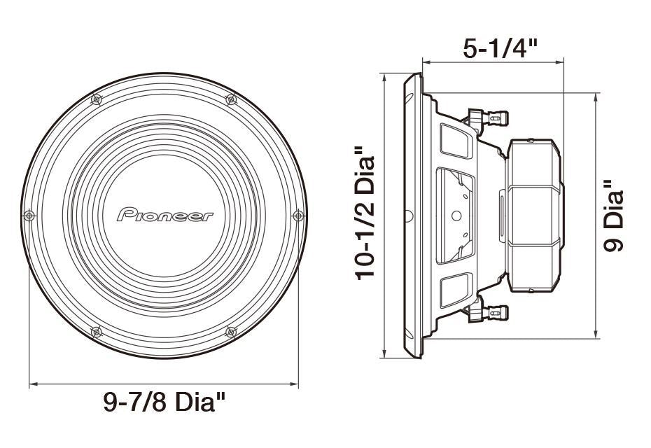 Pioneer TS-A250D4 10″ Dual Voice Coil Subwoofer – 400W RMS / 1,300W Max (Dual 4-Ohm)