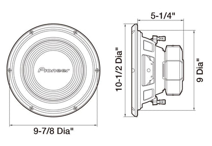 Pioneer TS-A250D4 10″ Dual Voice Coil Subwoofer – 400W RMS / 1,300W Max (Dual 4-Ohm)