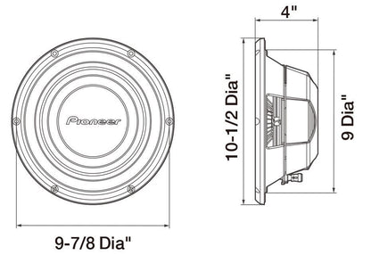 Pioneer TS-A2500LS4 10″ Shallow Mount Subwoofer – 300W RMS / 1,200W Max (4 Ohm SVC)