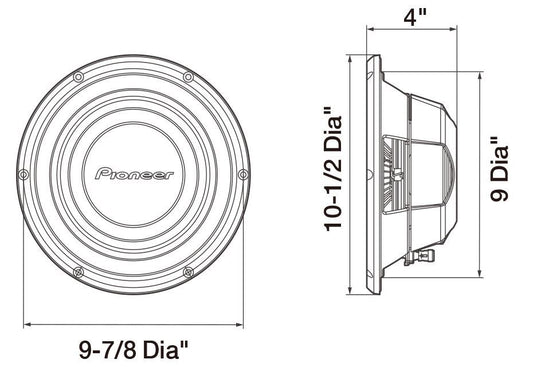 Pioneer TS-A2500LS4 10″ Shallow Mount Subwoofer – 300W RMS / 1,200W Max (4 Ohm SVC)